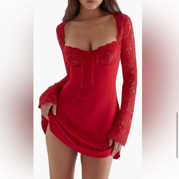 House of CB Dresses & Skirts - House of CB Jennica Red rose satin Dress